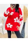 FLOWERS SWEATER AW903 RED/WHITE