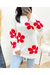 FLOWERS SWEATER AW903 WHITE/RED