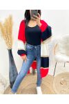 MULTICOLOR LUREX LONG PUFF SLEEVE CARDIGAN AW922 RED