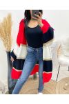 MULTICOLOR LUREX LONG PUFF SLEEVE CARDIGAN AW922 RED