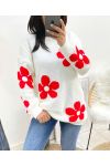 FLOWERS SWEATER AW903 WHITE/RED