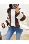PULLOVER A GROSSES RAYURES AH929 CHOCOLAT