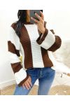 CHUNKY STRIPE SWEATER AW929 CHOCOLATE