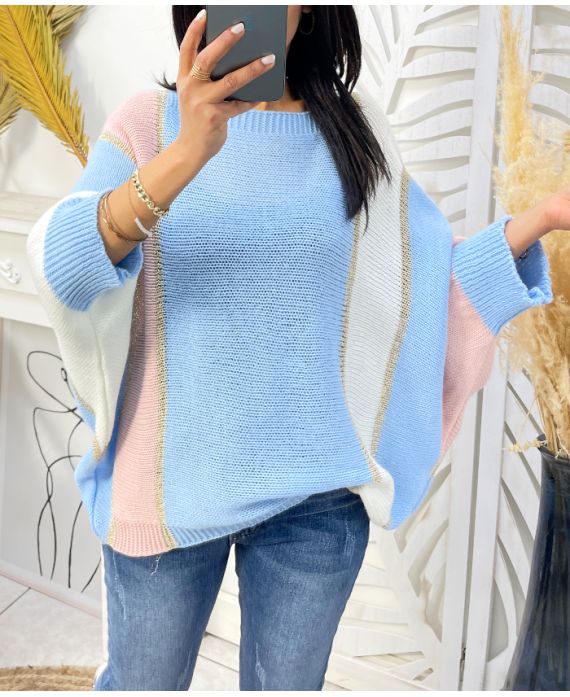 LUREX STRIPE JUMPER PE948 SKY BLUE