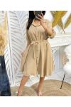 CAMEL PE196 BUTTON SKATER DRESS