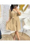 CAMEL PE196 BUTTON SKATER DRESS