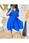 BUTTON UP SKATER DRESS SS196 ROYAL BLUE