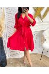 ROBE PATINEUSE A BOUTONS PE196 ROUGE