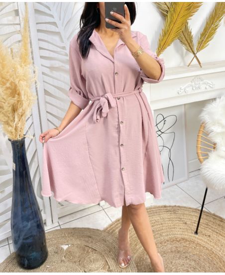 VESTIDO SKATER CON BOTONES SS196 ROSA