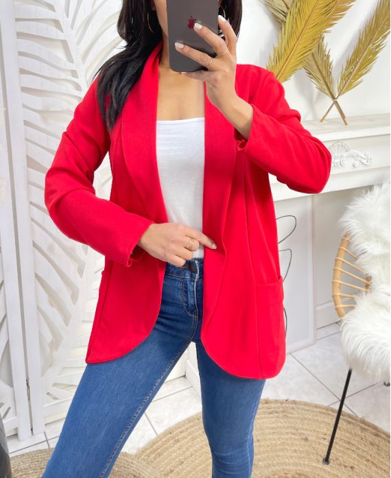 VESTE BLAZER 2 POCHES PE975 ROUGE