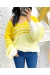 PULLOVER RAYURES PE144 JAUNE