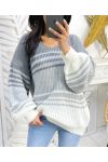 PE144 GESTREIFTER PULLOVER GRAU