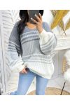 PE144 GESTREIFTER PULLOVER GRAU