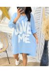 2-POCKET HOODIE DRESS LOVE ME PE135 SKY BLUE