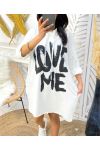 2-POCKET HOODIE DRESS LOVE ME PE135 WHITE