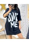 2-POCKET HOODIE DRESS LOVE ME PE135 BLACK