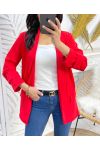 VESTE BLAZER MANCHES RETROUSSEES PE125 ROUGE