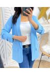 VESTE BLAZER MANCHES RETROUSSEES PE125 BLEU CIEL