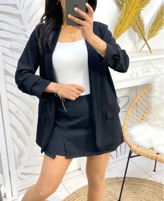 VESTE BLAZER MANCHES RETROUSSEES PE125 NOIR