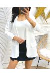 BLAZER JACKET WITH ROLL-UP SLEEVES SS125 WHITE