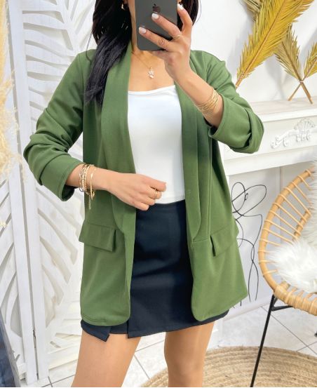 CHAQUETA BLAZER MANGAS ARREMANGADAS SS125 VERDE MILITAR