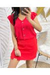 PE179 BLUSE MIT KNOPFLEISTE ROT