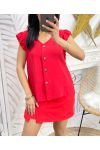 PE179 BLUSE MIT KNOPFLEISTE ROT