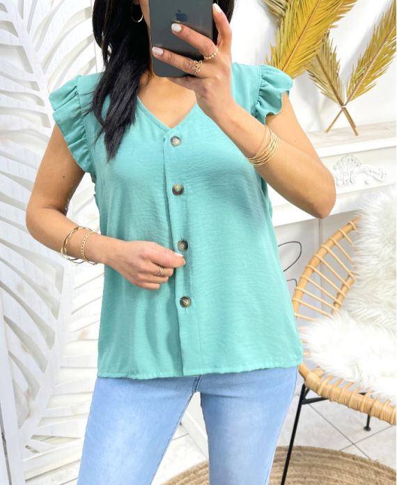 BLUSA BOTONES PE179 VERDE PASTEL