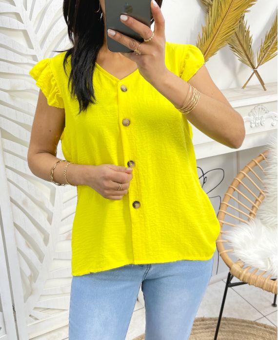 PE179 BUTTON BLOUSE YELLOW