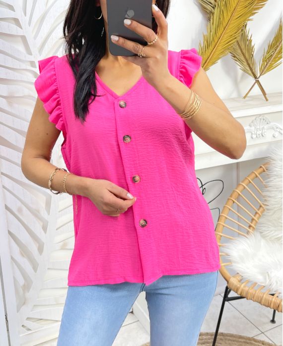 BLOUSE MET KNOPEN PE179 FUCHSIA