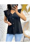 PE179 BLOUSE MET KNOPEN ZWART