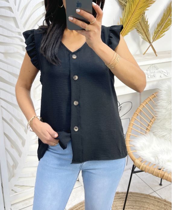 PE179 BLUSA DE BOTONES NEGRO