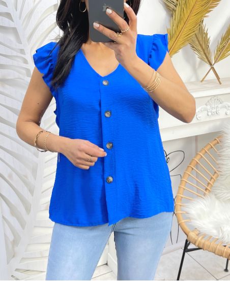 KNOOP BLOUSE PE179 KONINGSBLAUW