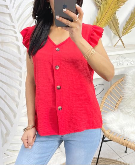 PE179 BLUSA DE BOTONES ROJO