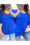 PULLOVER MANCHE COURT PE956 BLEU ROYAL