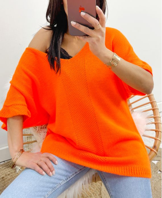 SHORT SLEEVE SWEATER PE956 ORANGE