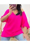 SHORT-SLEEVED SWEATER PE956 FUCHSIA