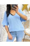 SWETER KRÓTKI RĘKAW PE956 SKY BLUE