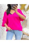 SHORT-SLEEVED SWEATER PE956 FUCHSIA