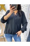 BLUSA DRAPPEGGIATA PIZZO PE77 NERO