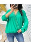 BLUSA IN PIZZO DRAPPEGGIATO PE77 VERDE