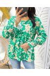 ELASTICATED SS54 SLEEVE TOP GREEN