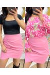 PACK 4 FAUX LEATHER SKIRTS S-M-L-XL PE153 PINK