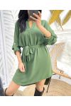 TUNIC DRESS WITH TIE SS70 MILITARY GREEN