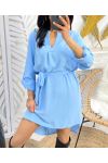 TUNIC DRESS WITH TIE SS70 SKY BLUE