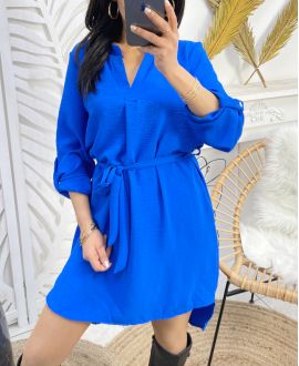 TUNIC DRESS WITH TIE SS70 ROYAL BLUE