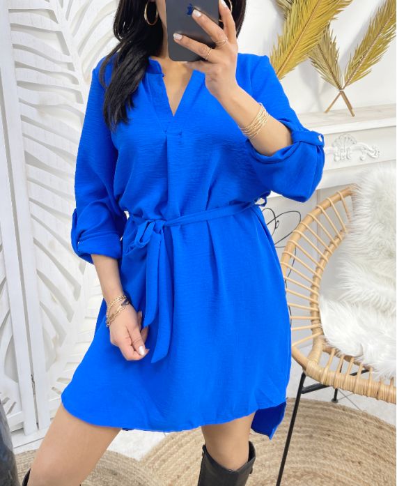 ROBE TUNIQUE AVEC LIEN PE70 BLEU ROYAL