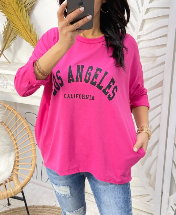 2-POCKET T-SHIRT LOS ANGELES SS49 FUSHIA