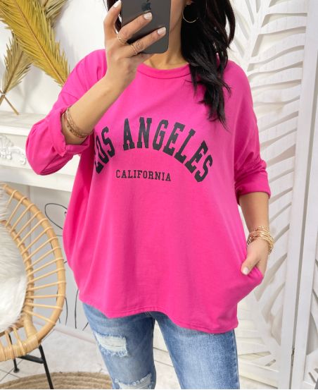 2-POCKET-T-SHIRT LOS ANGELES SS49 FUSHIA