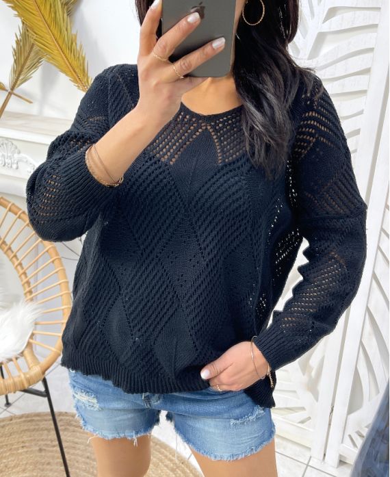 PULL TRICOT FEMME PE343 NOIR